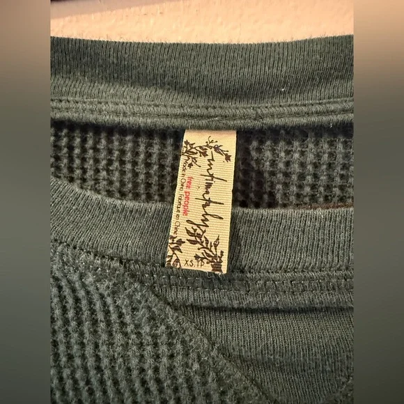 Free People Olive Waffle Knit Top - Picture 2 of 2